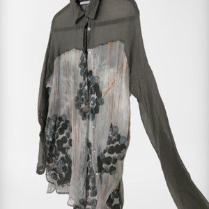 NWOT 100% SILK VERY LONG LOOSE FIT BLOUSE made in ITALY